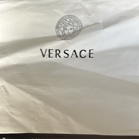 Preowned VERSACE "Trigreca" Logo Monogram Sneakers Gold/Brown. - Picture 16 of 17